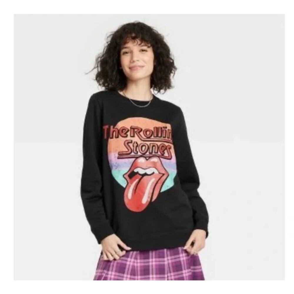 The Rolling Stones Graphic Sweatshirt Womens Small Black‎